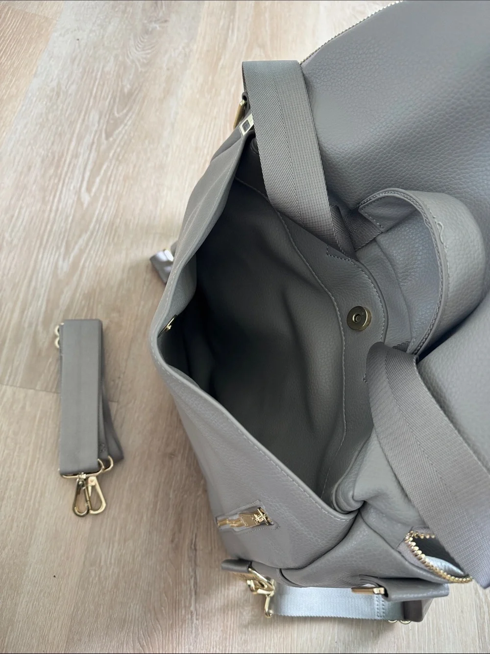Fawn Design Cream Convertible Diaper Backpack with Gold Hardware